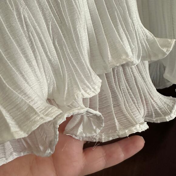 ZARA | White High Neck Pleated Smocked Blouse | Size Medium - Picture 5 of 9